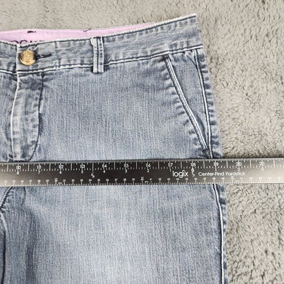 Dockers Pants Women's 14M Mid Rise Curvy Straight Leg Stretch Denim Blue Trouser - Picture 4 of 9